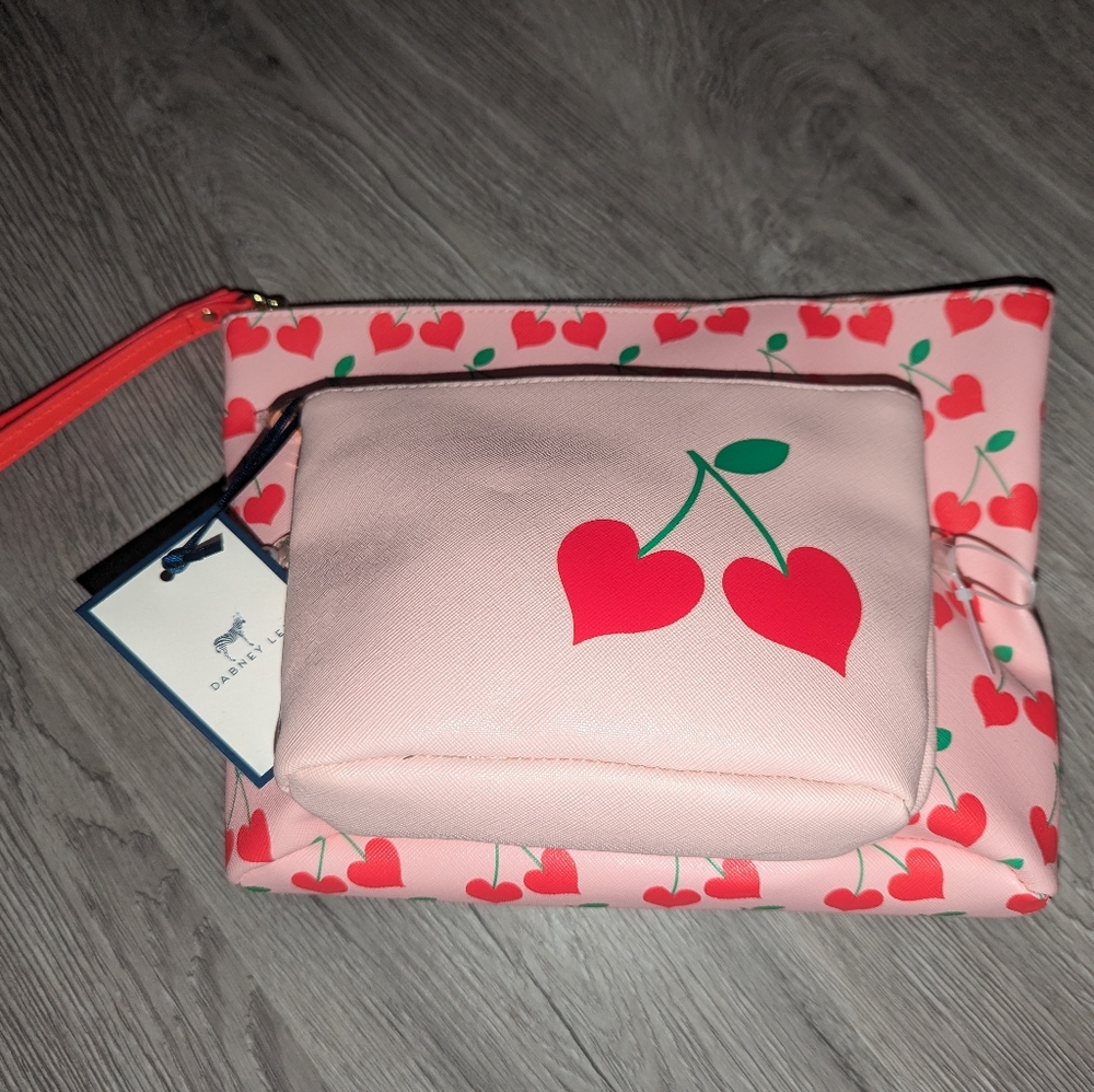 Brand new with tags Dabney Lee cherry hearts cosmetic bag